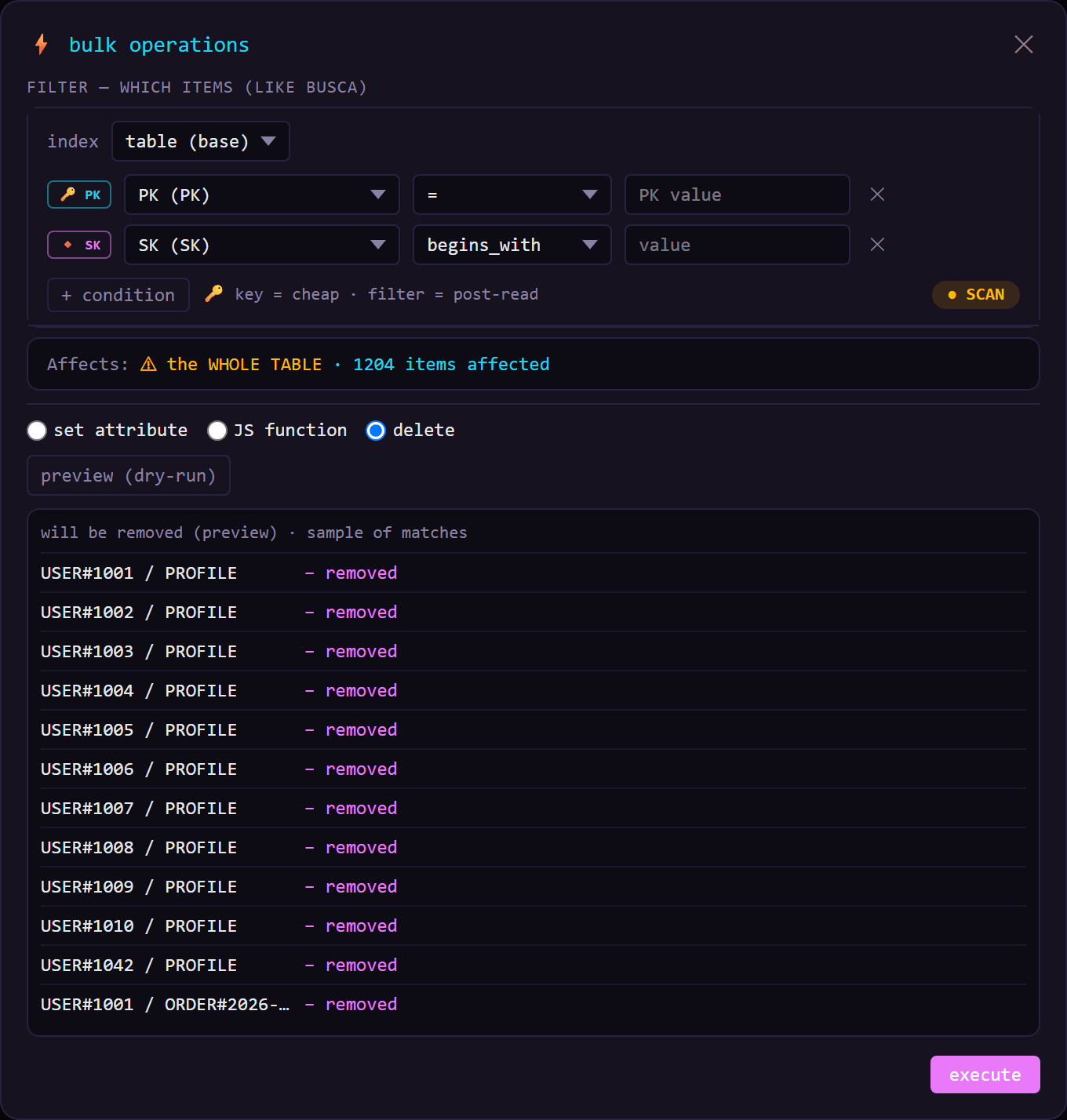 Bulk edits with a real dry-run