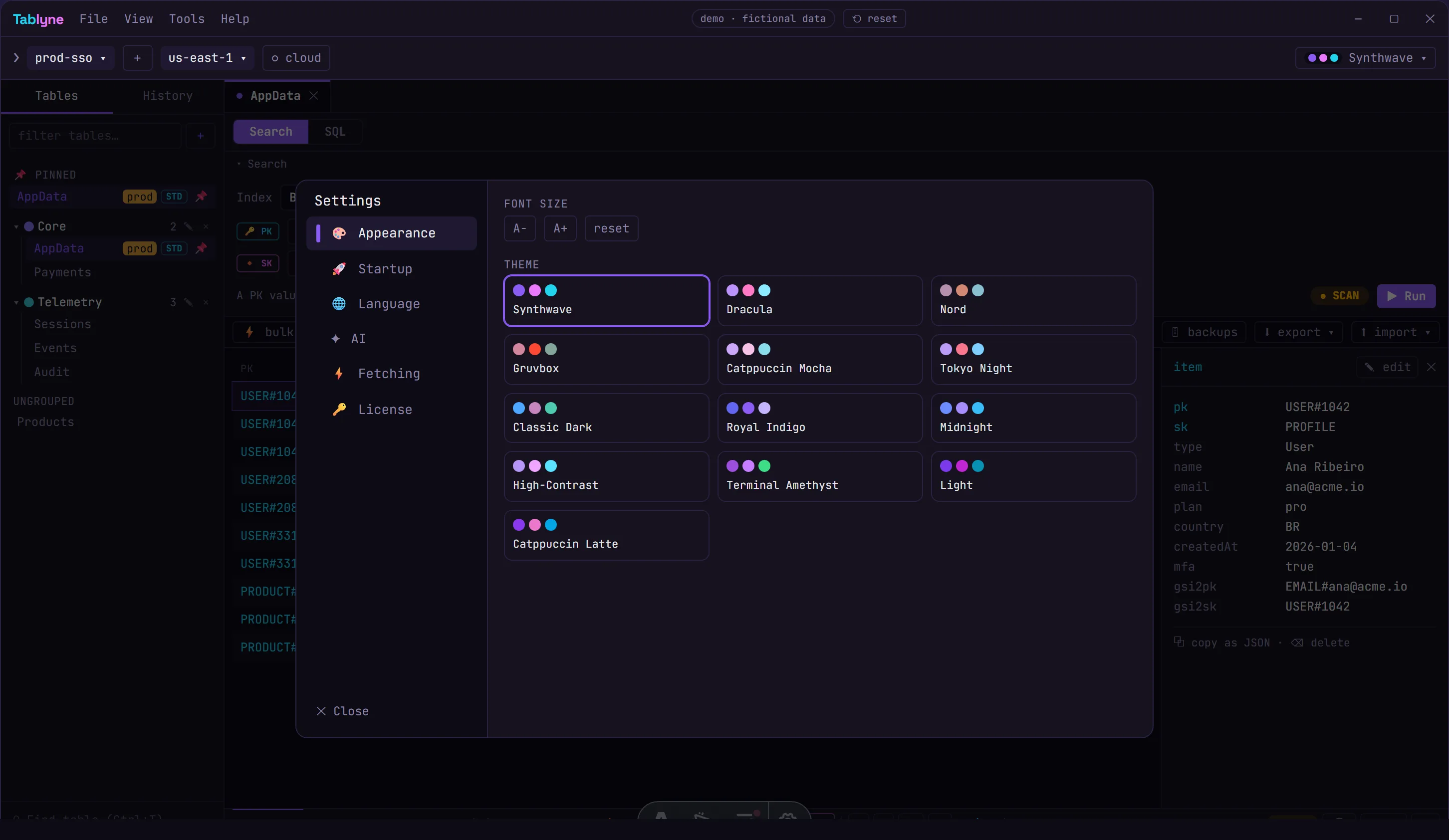 Thirteen built-in themes (and your own)